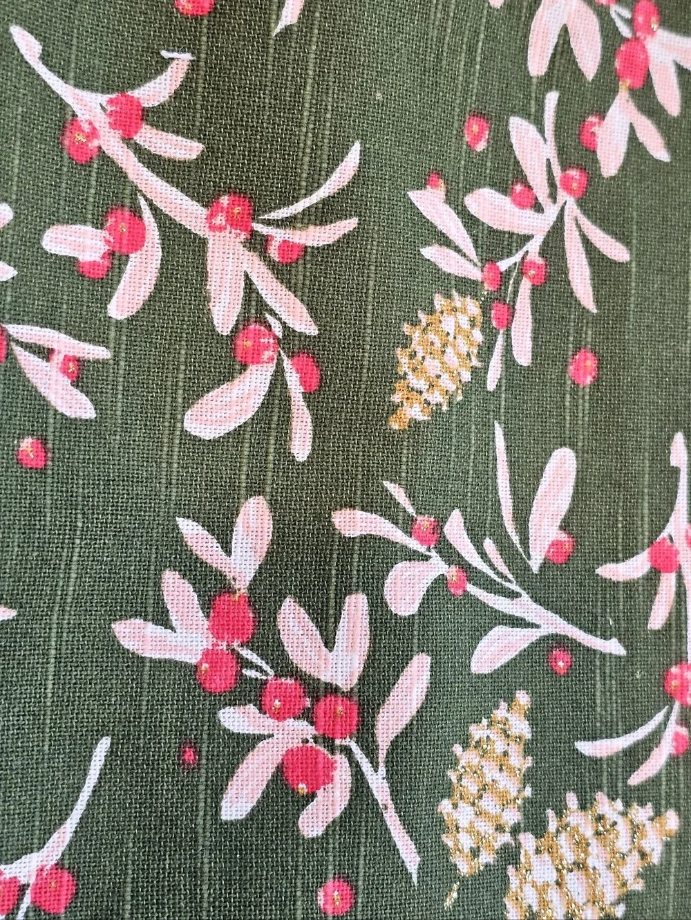 Threshold 3 Pack Cotton Kitchen Towel Green With Winter Berries